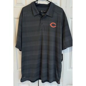 NEW Nike Chicago Bears Gray Polo Shirt Striped Onfield Dri-Fit Men's Size 2XL